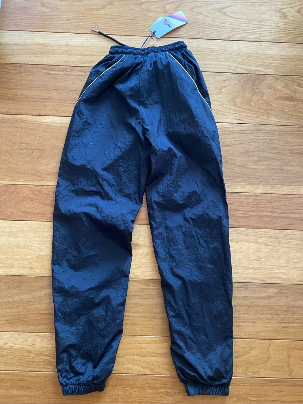 Ellesse Black Track Pants with Yellow Piping and Logo